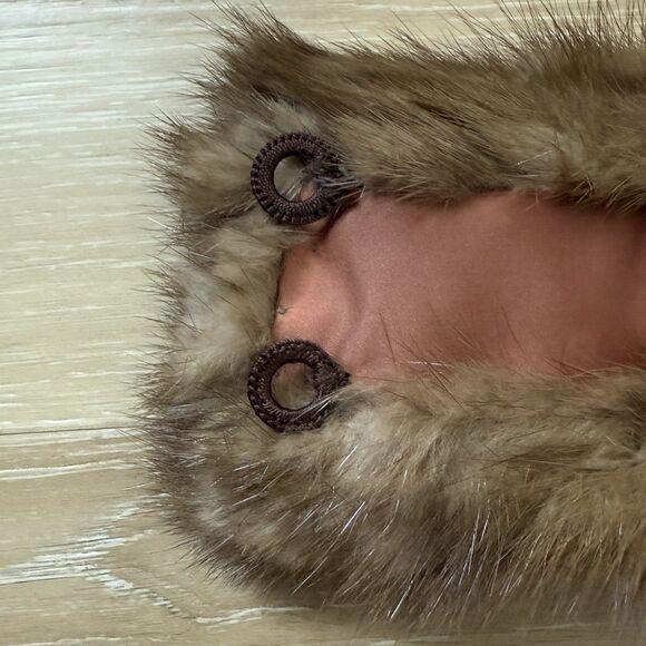 VTG Designed By Lora Genuine Mink Collar Scarf Brown Hook Eye Formal Party NYE - Picture 7 of 11